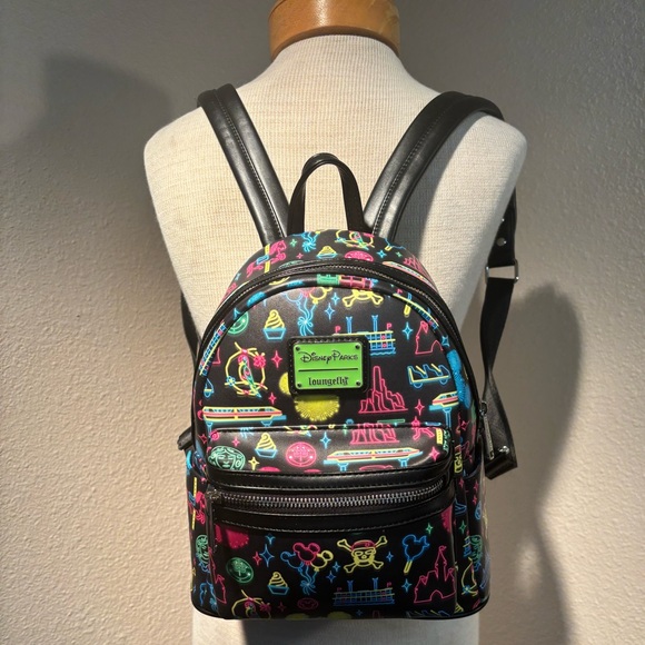 Retired Loungefly Disney Parks Neon Icons Mini Backpack – NWOT - Picture 4 of 7